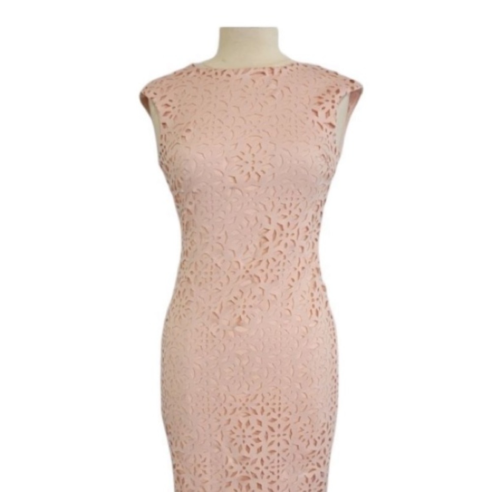 Enfocus Studio Pink Sheath Dress Sleeveless Crew Neck